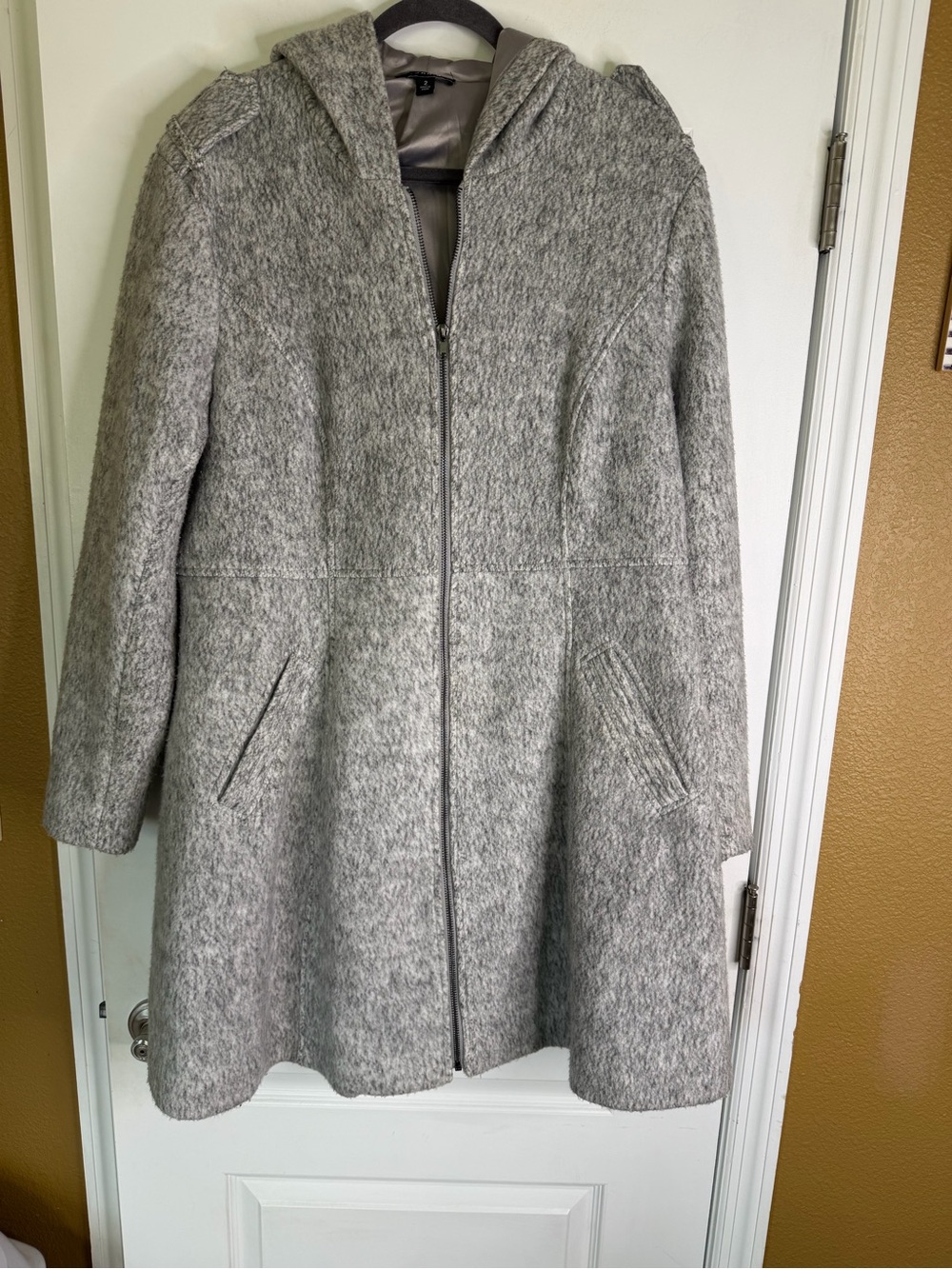Torrid Plus Size Gray Hooded Brushed Hacci A line  Trench Coat. Size 2X